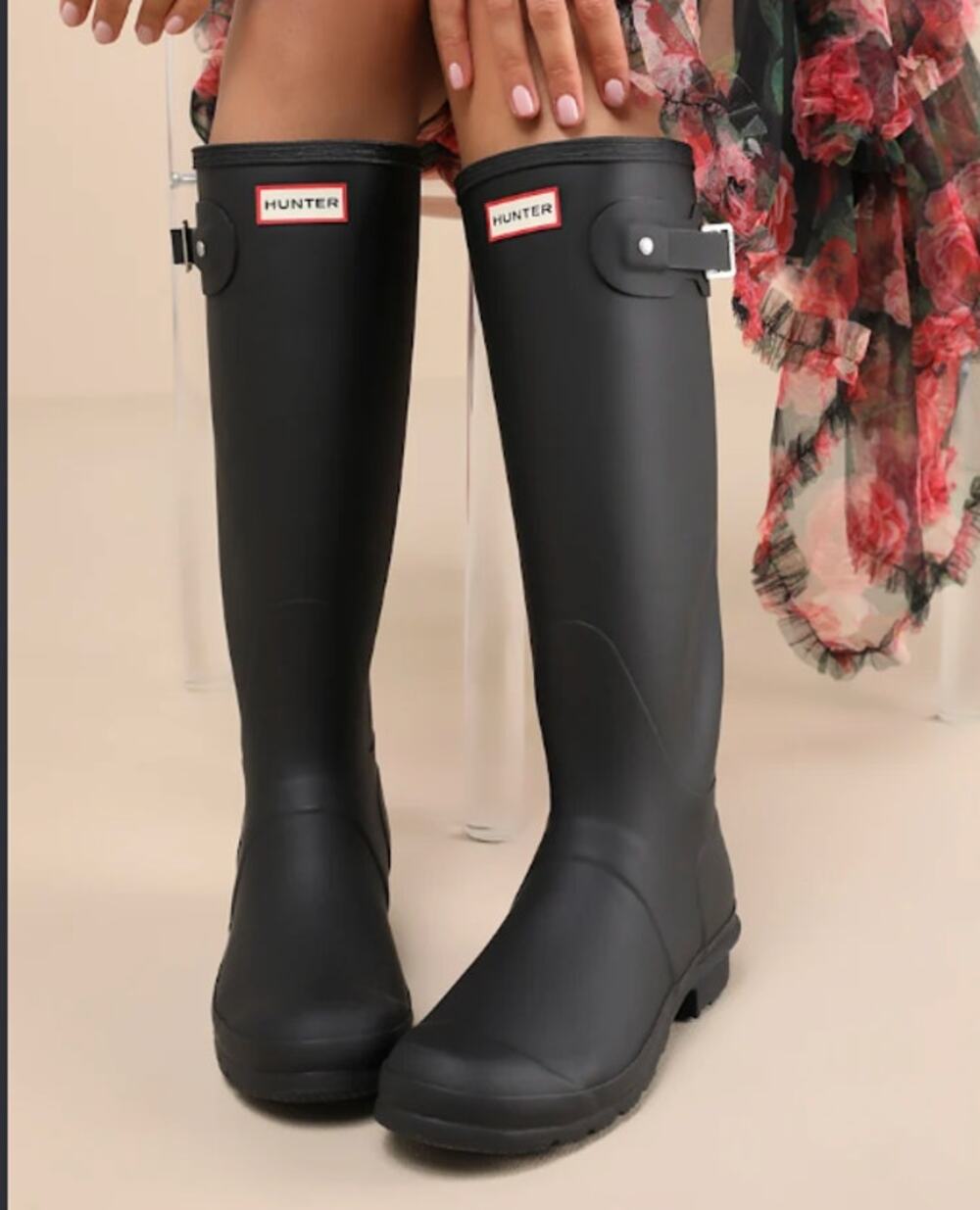 Hunter Tall Rubber Rain Boots Black 7